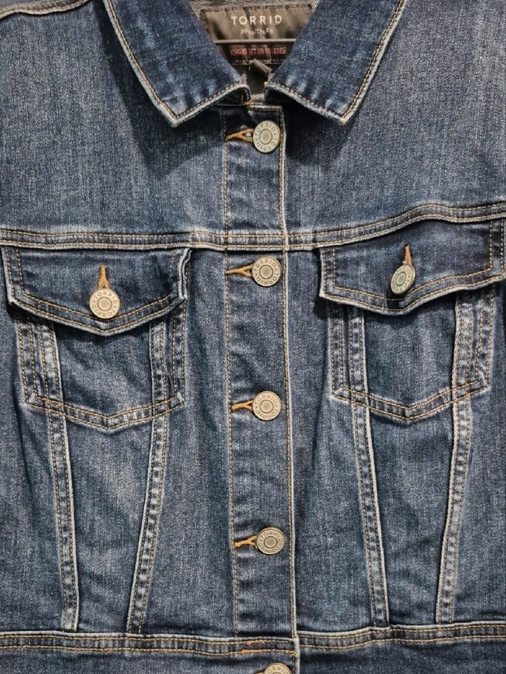 💙Torrid Dark Indigo Cropped Short-Sleeve Denim Jacket Size 2 Womens XXL💙 - Picture 4 of 4